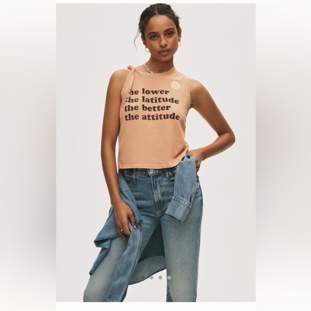 MOTHER Peach Graphic Tie-Shoulder Tank Top
